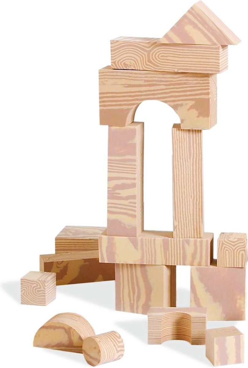 Edushape Hout-Imitatie Foam Blokken - 80 stuks in Tas