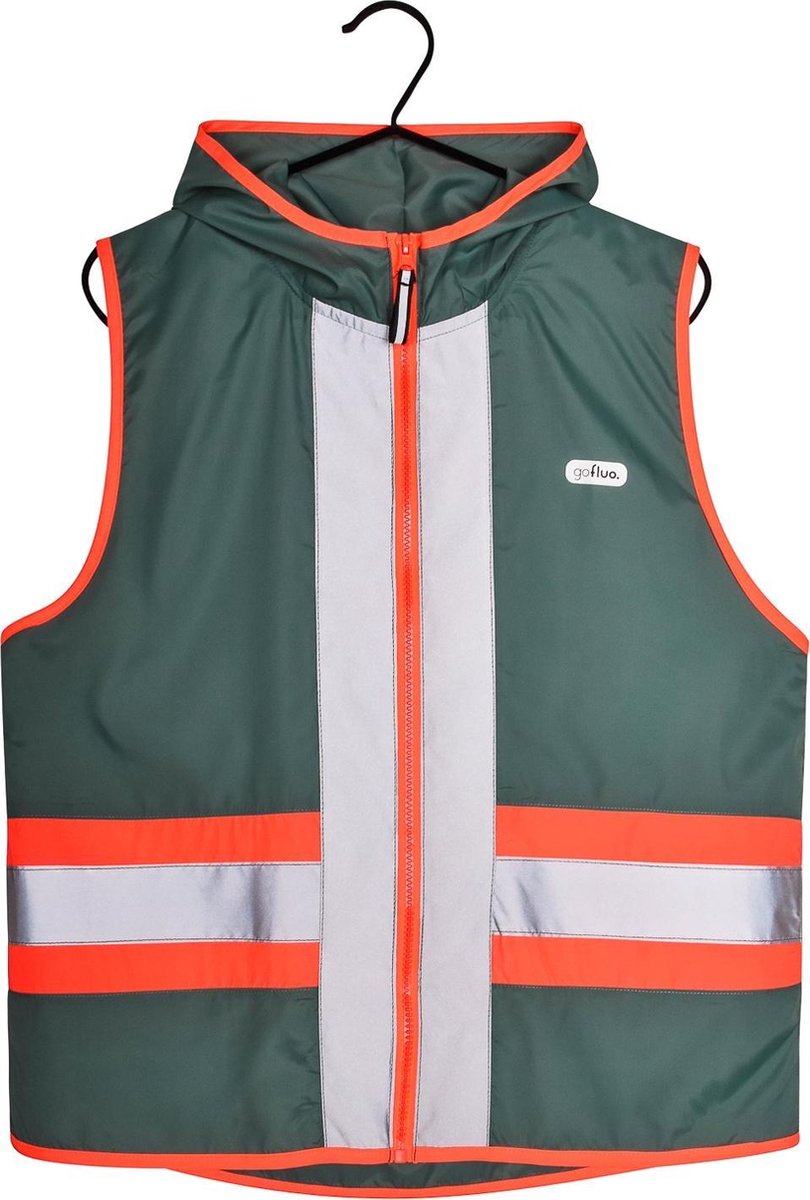 gofluo. Darkjoy Reflecterend hesje - Darkjacket - Fluoriserend - Opvallen in het donker - Hardloophesje - Reflectie jas - Lichtgewicht - Veilig de weg op - Khaki - M
