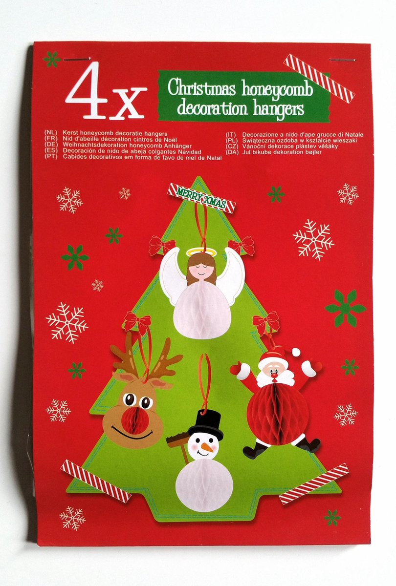 Kerst decoratie Honey combs 4 stuks