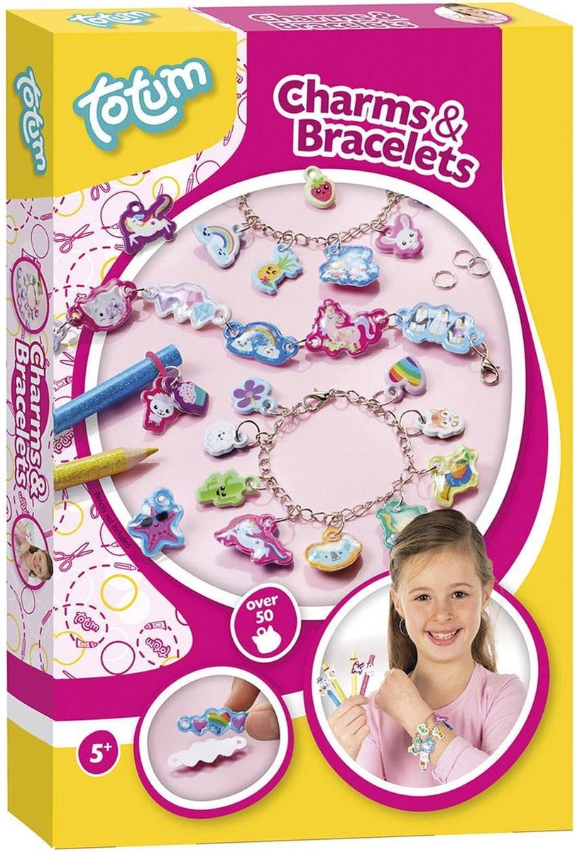 Totum kawaii bedelarmbandjes maken - 3 armbandjes - meer dan 50 bedels met vrolijke dieren en figuren