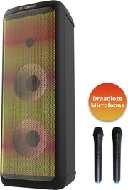 iDance DJX2000 Party Speaker – 2000 Watt Bluetooth Speaker met Groot Discolicht - Met 2 Draadloze Microfoons en Ingebouwd DJ Soundpad