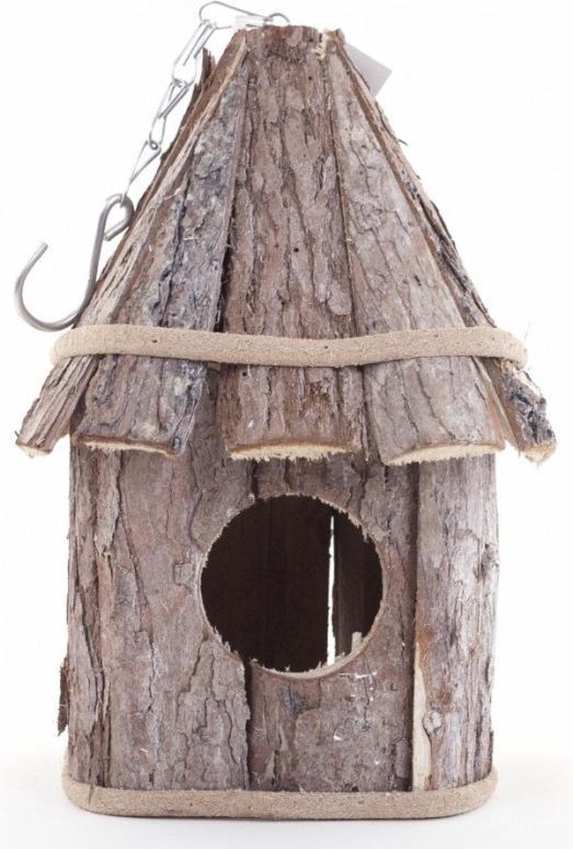 BMPdesign - Vogelhuis - gemaakt van boomschors - hangend en staand te gebruiken - H27 x D18 cm - Vogehuisje