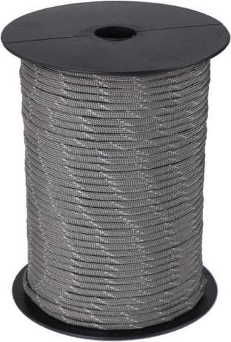 Allesvoordeliger paracord 4 mm - 7 core - grijs - reflecterend - per 5 meter