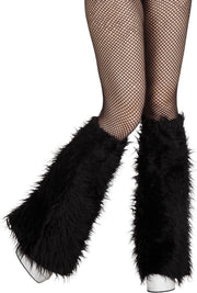 12 stuks: Beenwarmers - Pluche - zwart