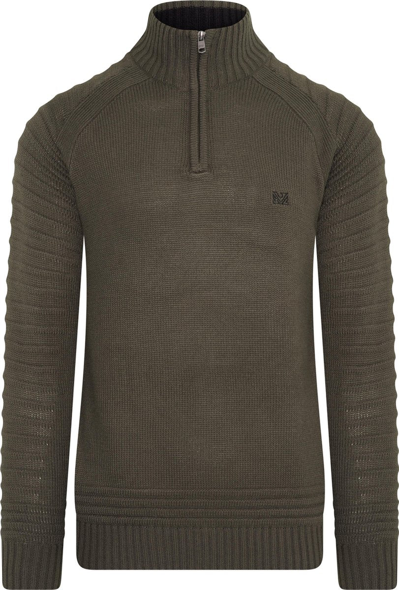MZ72 - Heren Trui - Troyerkraag - Fijn Gebreid - Model Shift - Army
