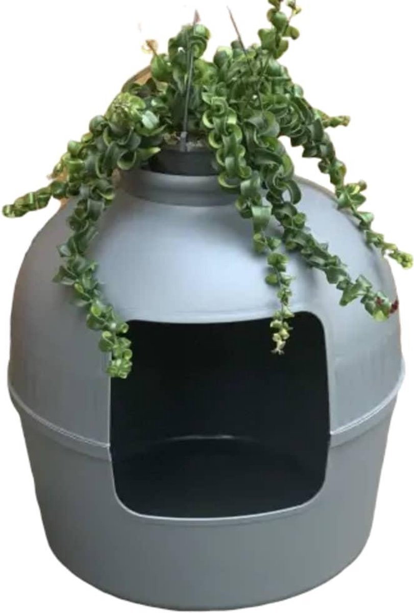 Kattenbak Flower XXL Grijs onzichtbare kattentoilet 51Øx55cm