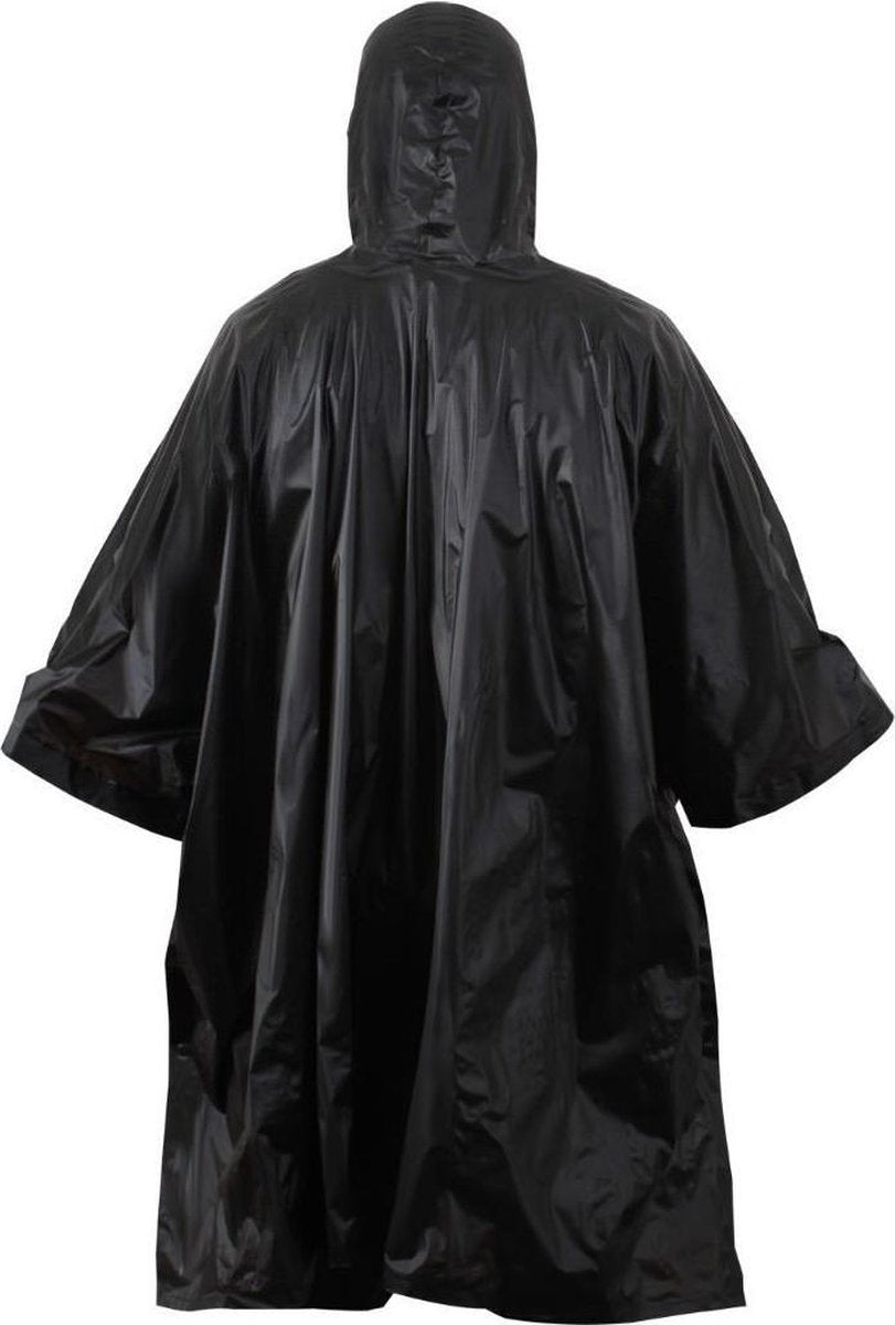 Combi-Label Regenponcho - Herbruikbaar - Herbruikbare Poncho - Volwassenen - Zwart