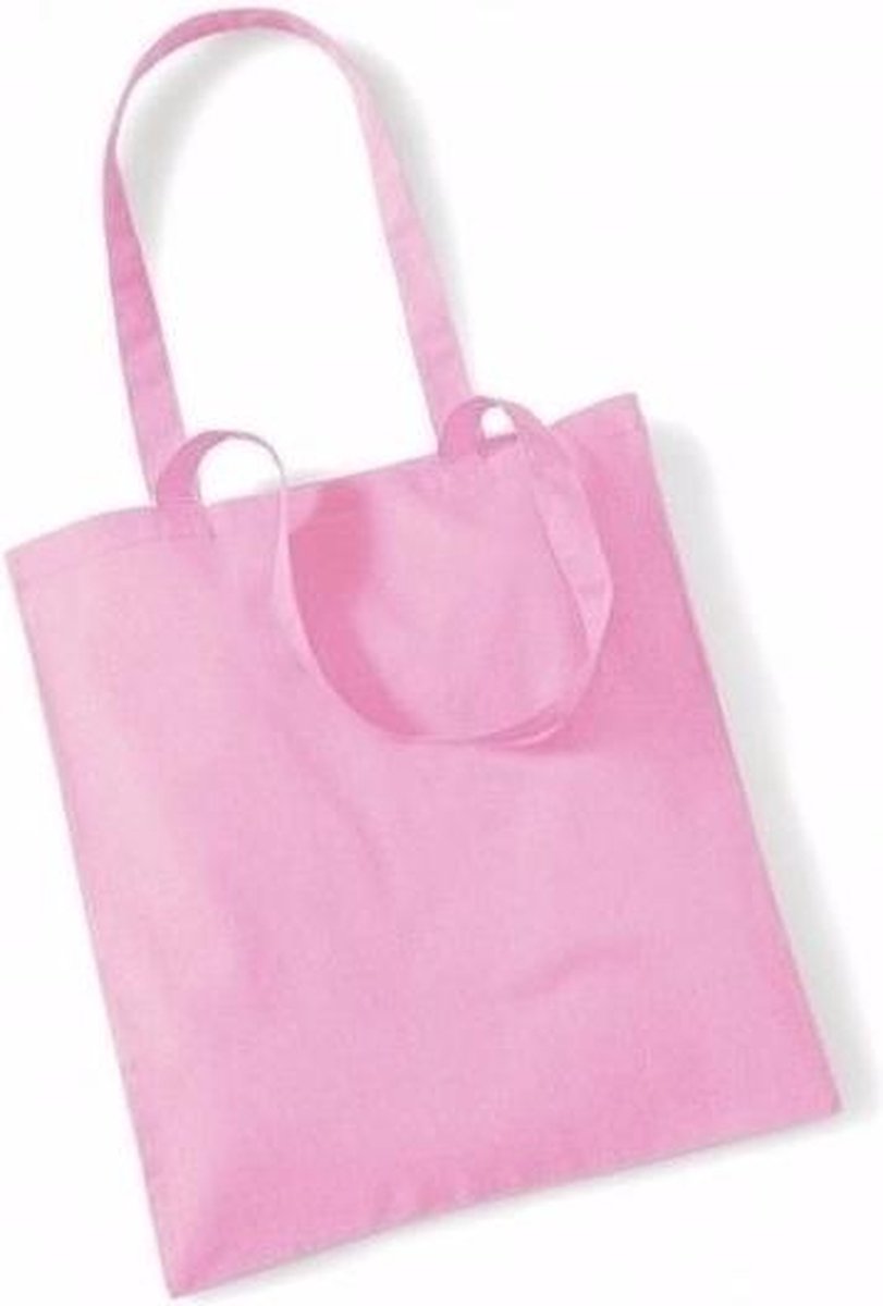 20x Katoenen schoudertasjes lichtroze 42 x 38 cm - 10 liter - Shopper/boodschappen tas - Tote bag - Draagtas