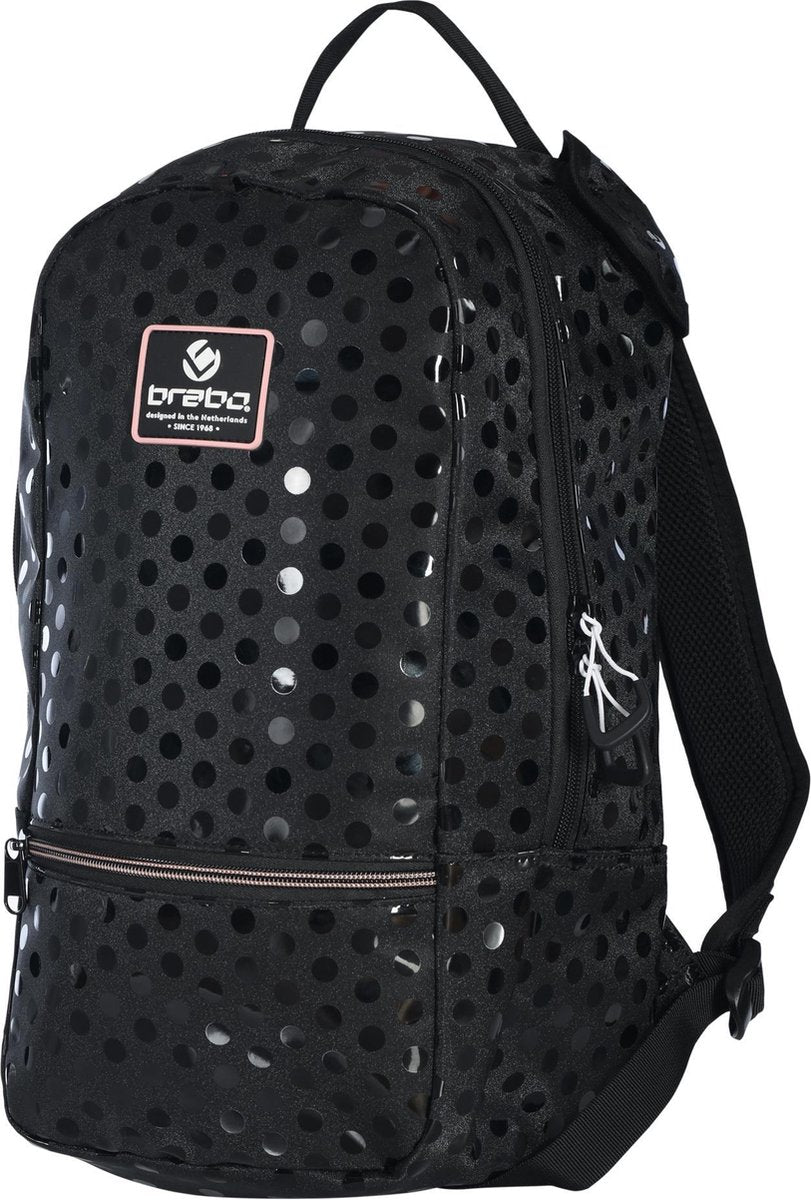Brabo - BB5270 Backpack FUN Polka Black - Black - Unisex - Maat