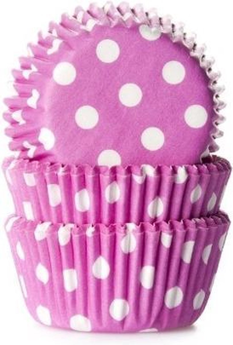 House of Marie MINI Cupcake Vormpjes Stip Roze - pk/60
