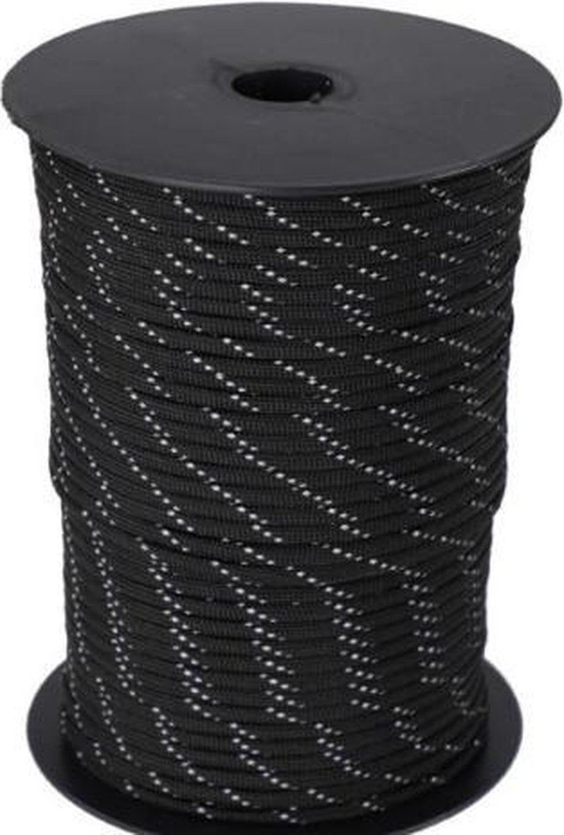Allesvoordeliger paracord 4 mm - 7 core - zwart reflecterend - per 5 meter