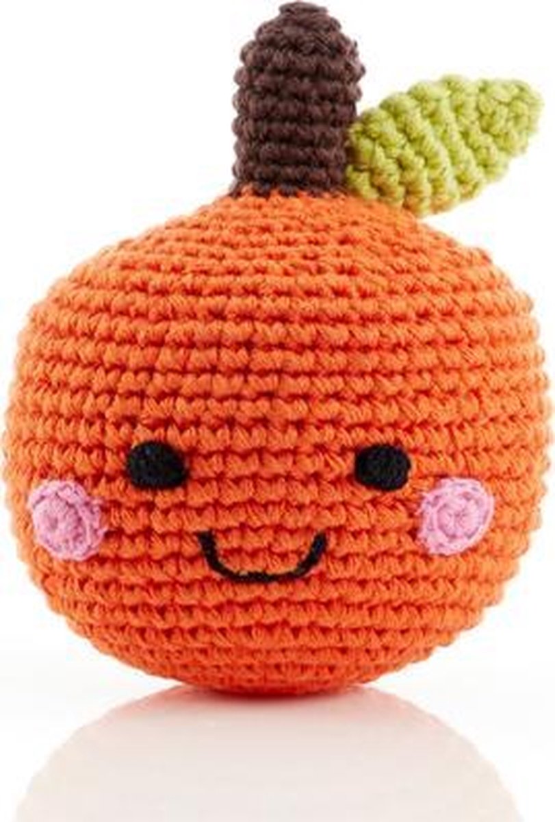Pebble Organic rammelaar - friendly orange - fairtrade - duurzaam