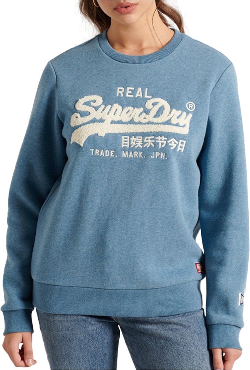 Superdry Vintage Logo Chenille Trui - Vrouwen - blauw/wit
