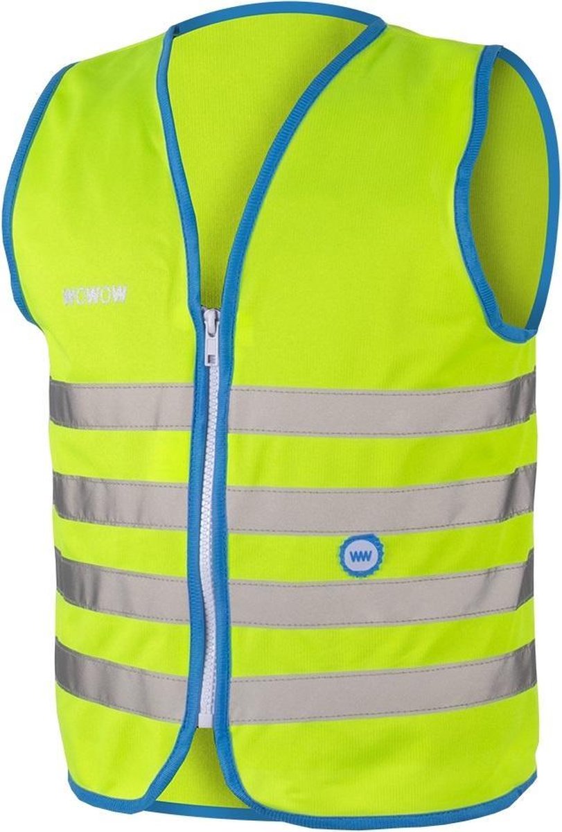 Wowow Veiligheidshesje kind met rits EN 1150 - Fun Fietsjas  - Maat S  - Unisex - groen/blauw/zilver