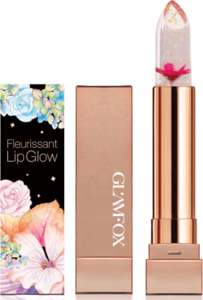 Glamfox Rose Flower Lipstick - Rozen Bloem Lippenstift met Goudkorrels - Lip Plumper - Make Up
