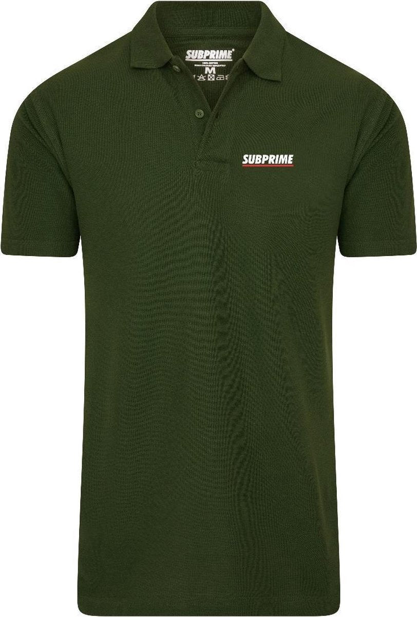 Subprime - Heren Polo SS Polo Stripe Army - Groen - Maat 3XL