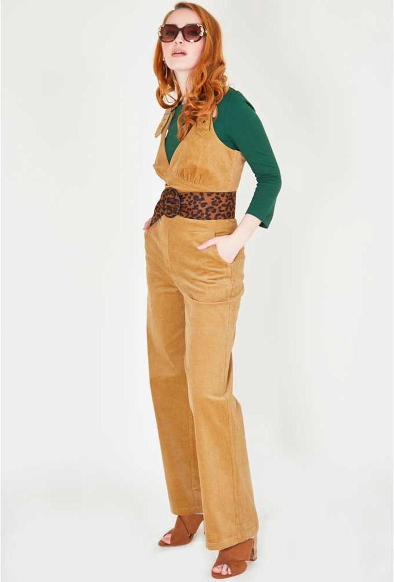 Voodoo Vixen Jumpsuit -L- Corinne Corduroy Geel
