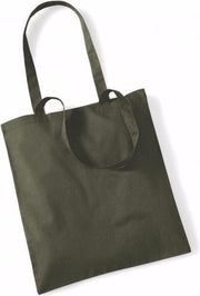 50x Katoenen schoudertasjes olijfgroen 42 x 38 cm - 10 liter - Shopper/boodschappen tas - Tote bag - Draagtas