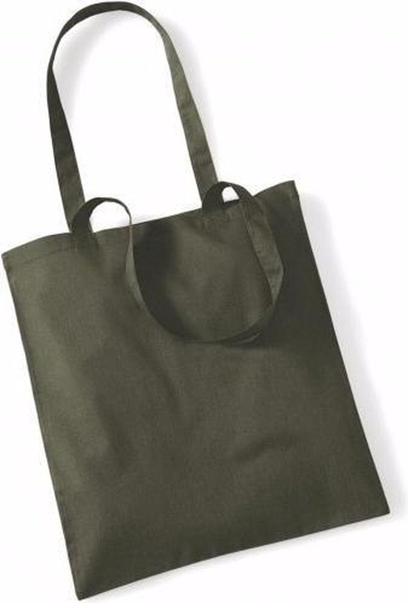 50x Katoenen schoudertasjes olijfgroen 42 x 38 cm - 10 liter - Shopper/boodschappen tas - Tote bag - Draagtas
