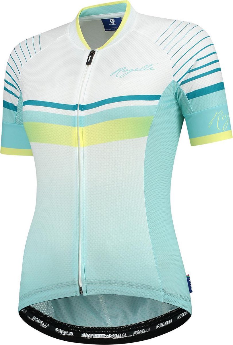 Rogelli Impress Fietsshirt - Maat S  - Vrouwen - lichtblauw/geel/wit