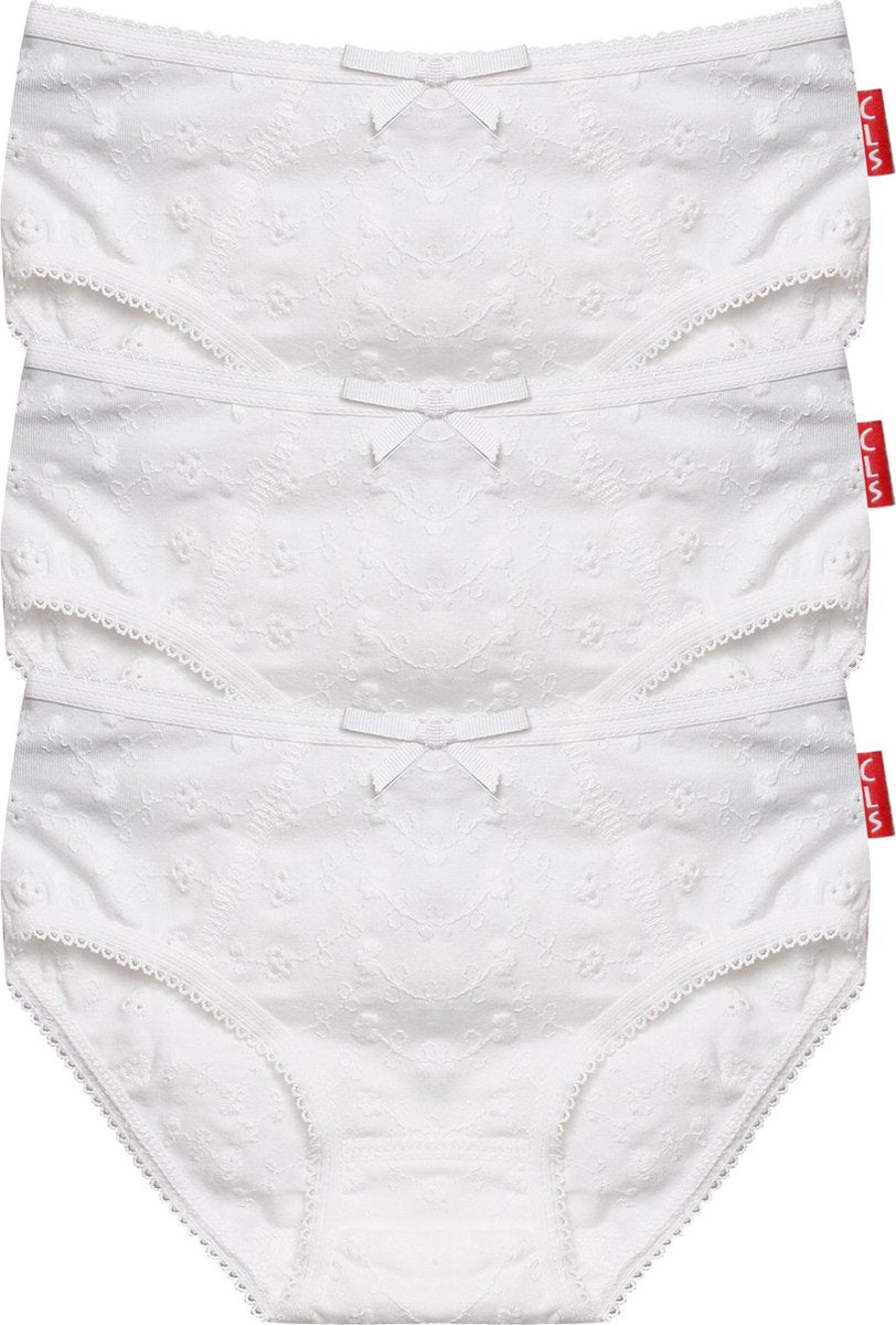Claesen's Meisjes 2-pack Onderbroek - White Embroidery - Maat 140-146