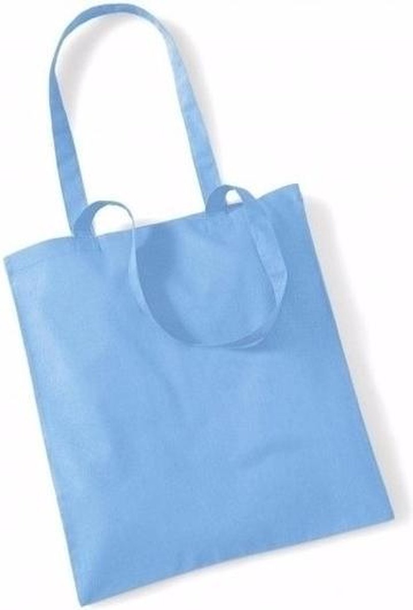 20x Katoenen schoudertasjes lichtblauw 42 x 38 cm - 10 liter - Shopper/boodschappen tas - Tote bag - Draagtas