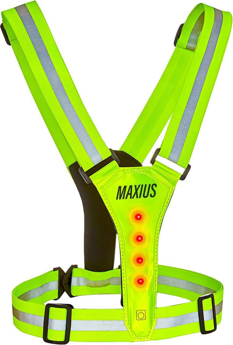 LED Safer Sport vest - 3 verschillende lichtmodus - met Reflectie strepen - Verstelbaar op iedere maat - One Size - Maxius
