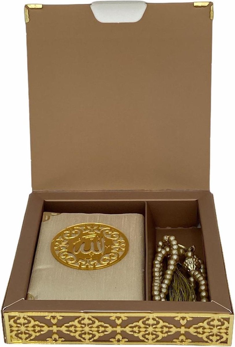 Luxe Koran Set met Tesbih en Kartonnen Kaft Goud