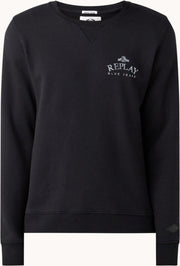 Replay  Sweater - Fleece gevoerde -met ronde hals en logo - Zwart - Maat S
