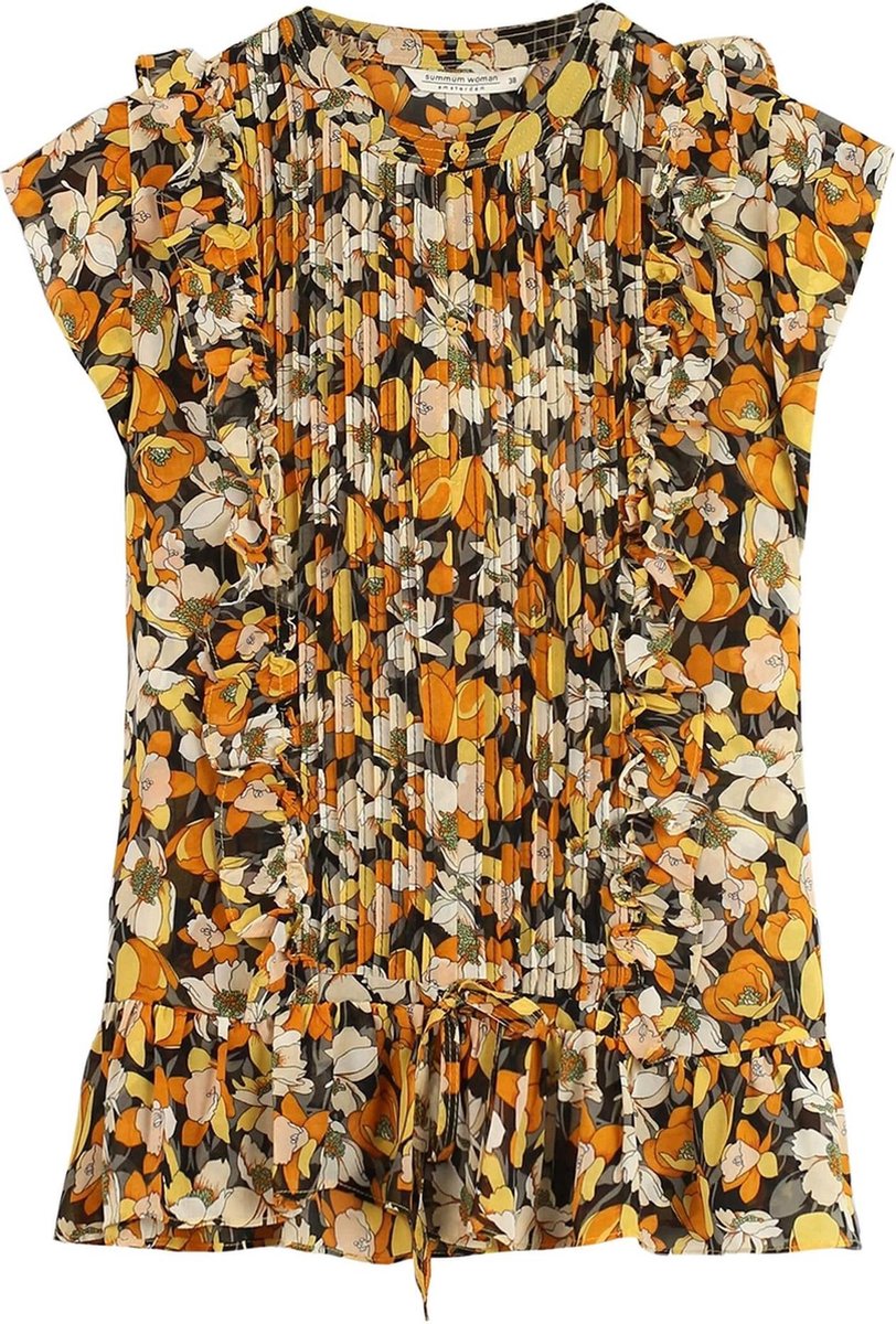 Summum - Top - Bloemenprint - Oker - 40