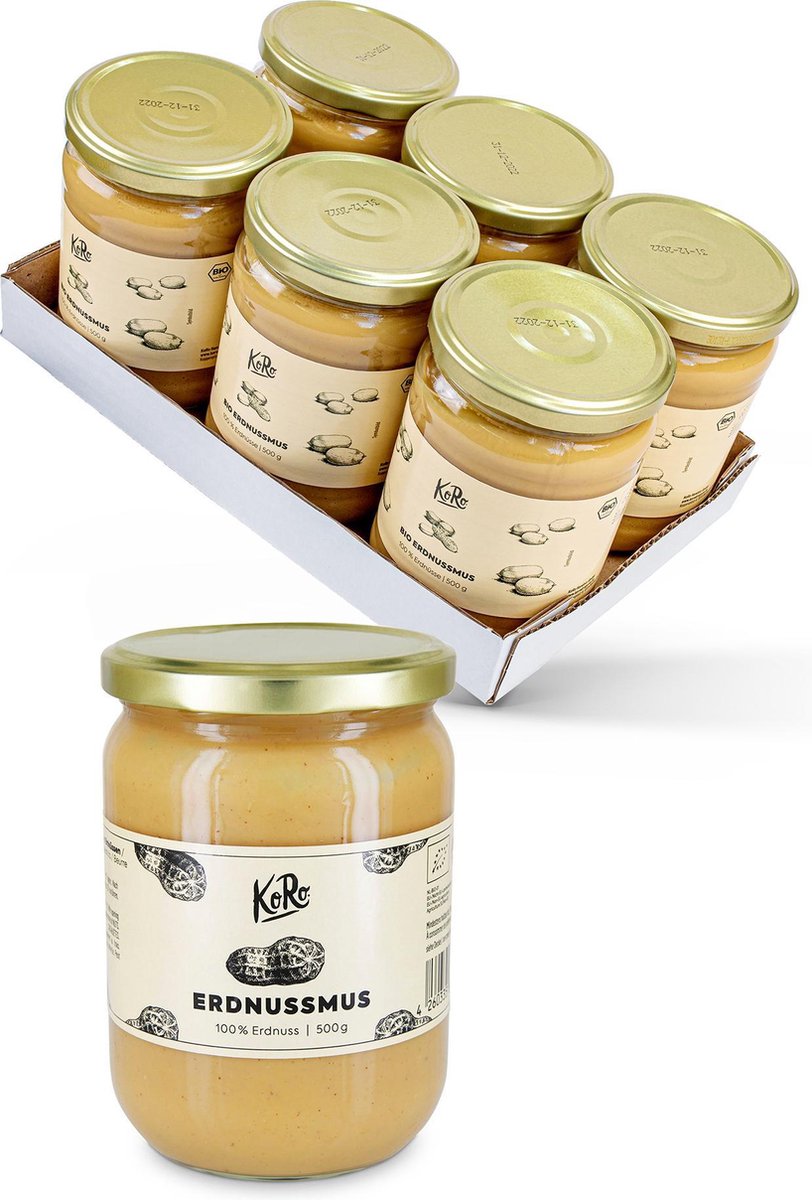 KoRo | Biologische pindakaas |  6 x 500 g