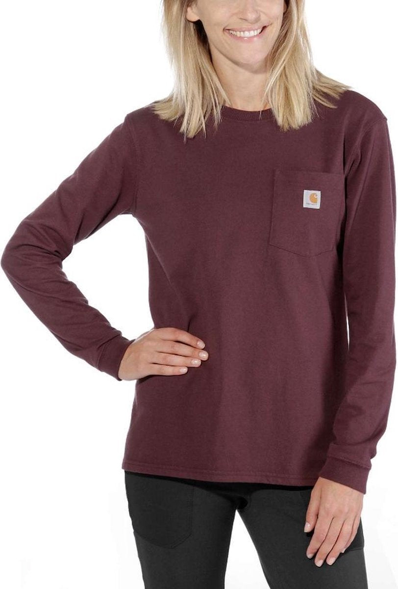 Carhartt Pocket Deep Wine Long Sleeve Shirt Dames XS