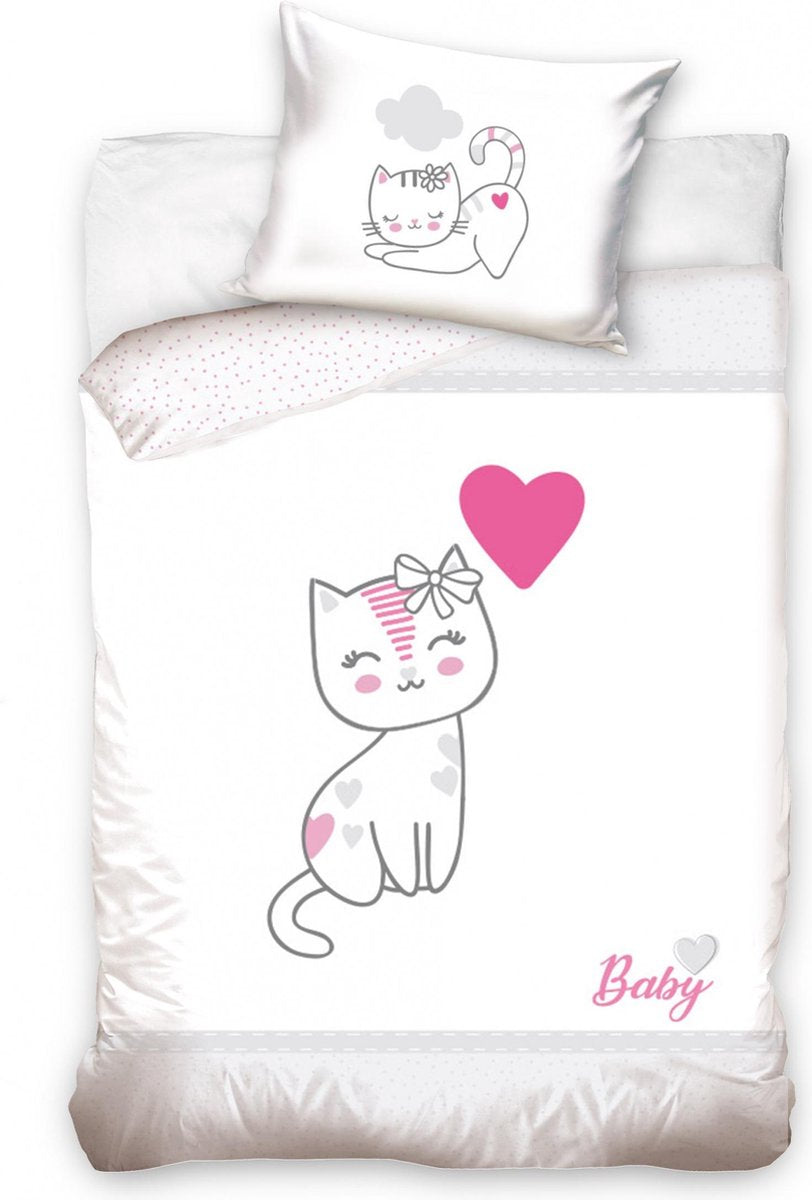 Carbotex Dekbedovertrek Baby Hippo Kat 100 X 135 Cm Grijs