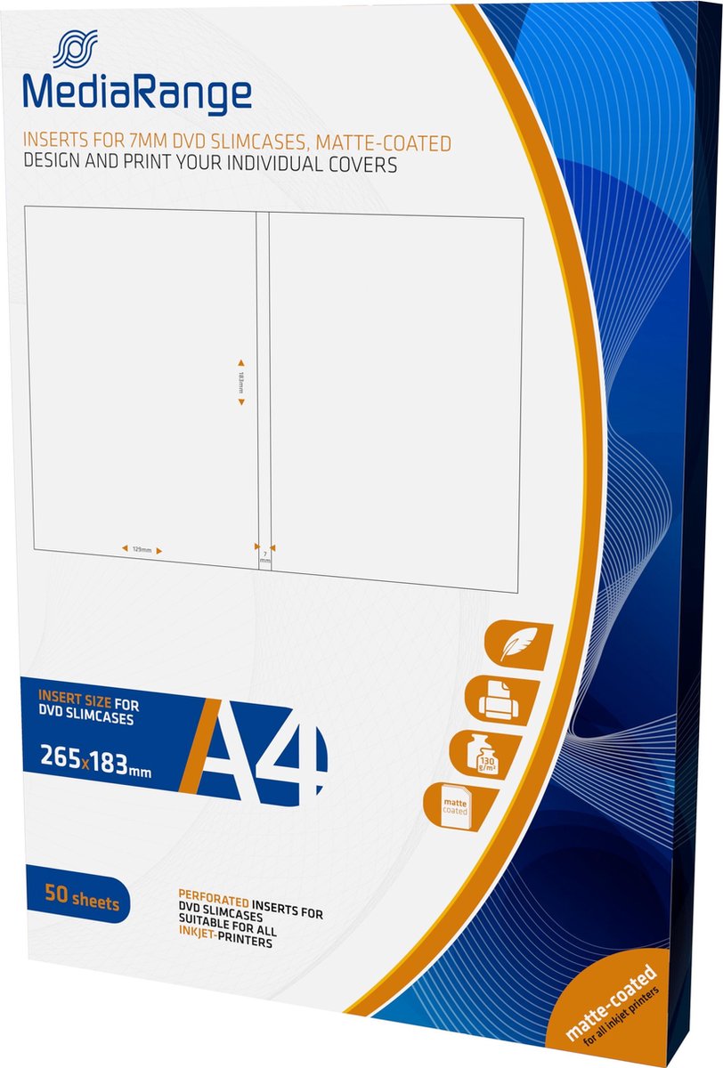 DVD Case MediaRange 50 DINA4 BÃ¶gen/Pack voorgestanst (7mm)