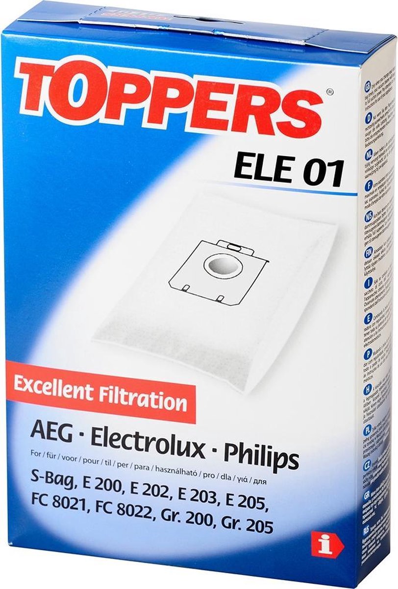 S-Bag FC8021/03 voor Philips - Stofzuigerzak Classic Long Performance - 4 stuks
