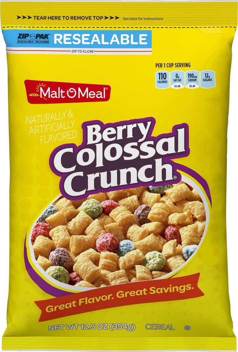 Malt-O-Meal Berry Colossal Crunch Cereal 12.5 oz / 354 gr