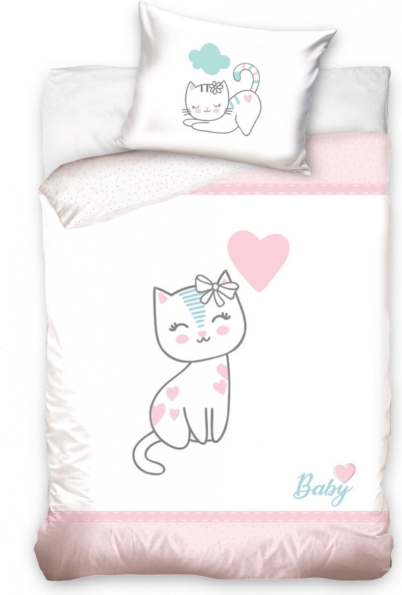 Carbotex Dekbedovertrek Baby Hippo Kat 100 X 135 Cm Roze