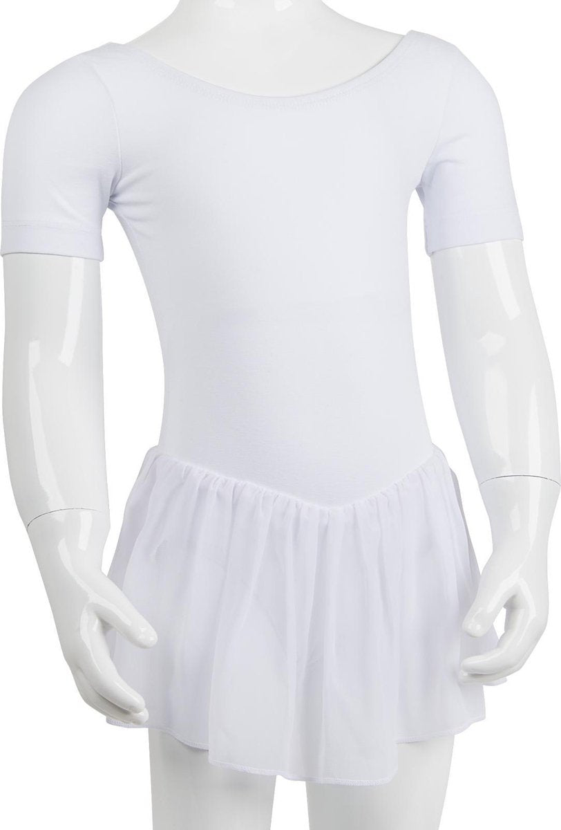 Balletpakje met Rokje R3040 dans sport fitness gymnastiek- wit - maat 104