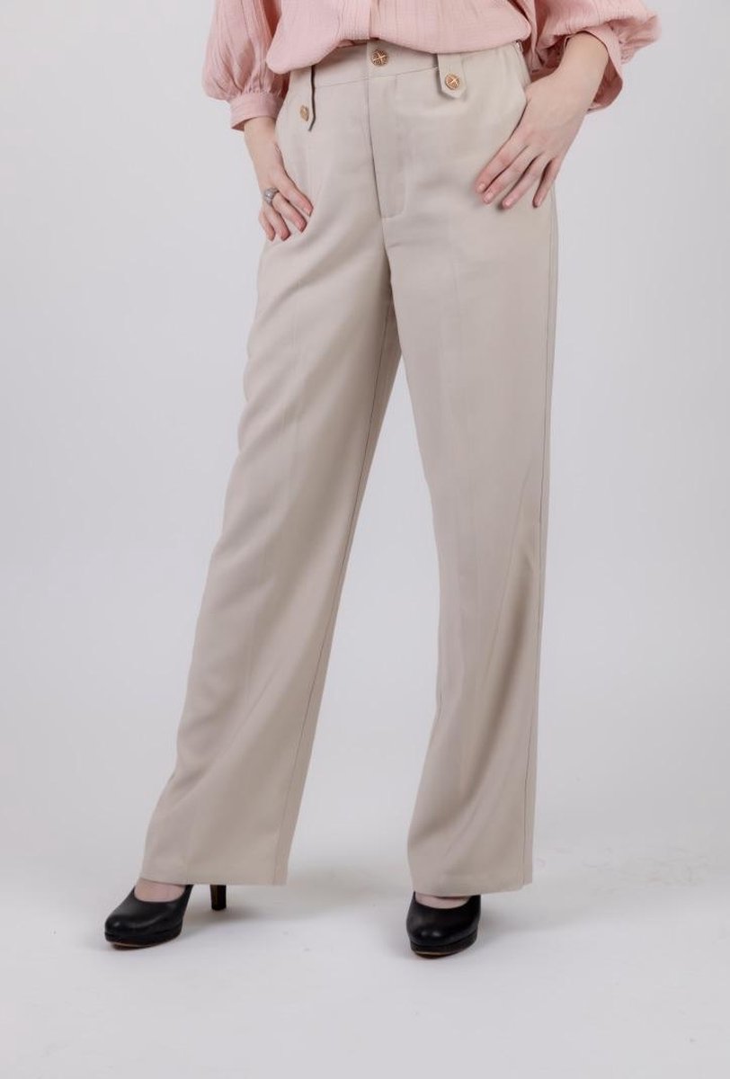 Karen By Simonsen - Beige broek - Maat 36 - Gouden details