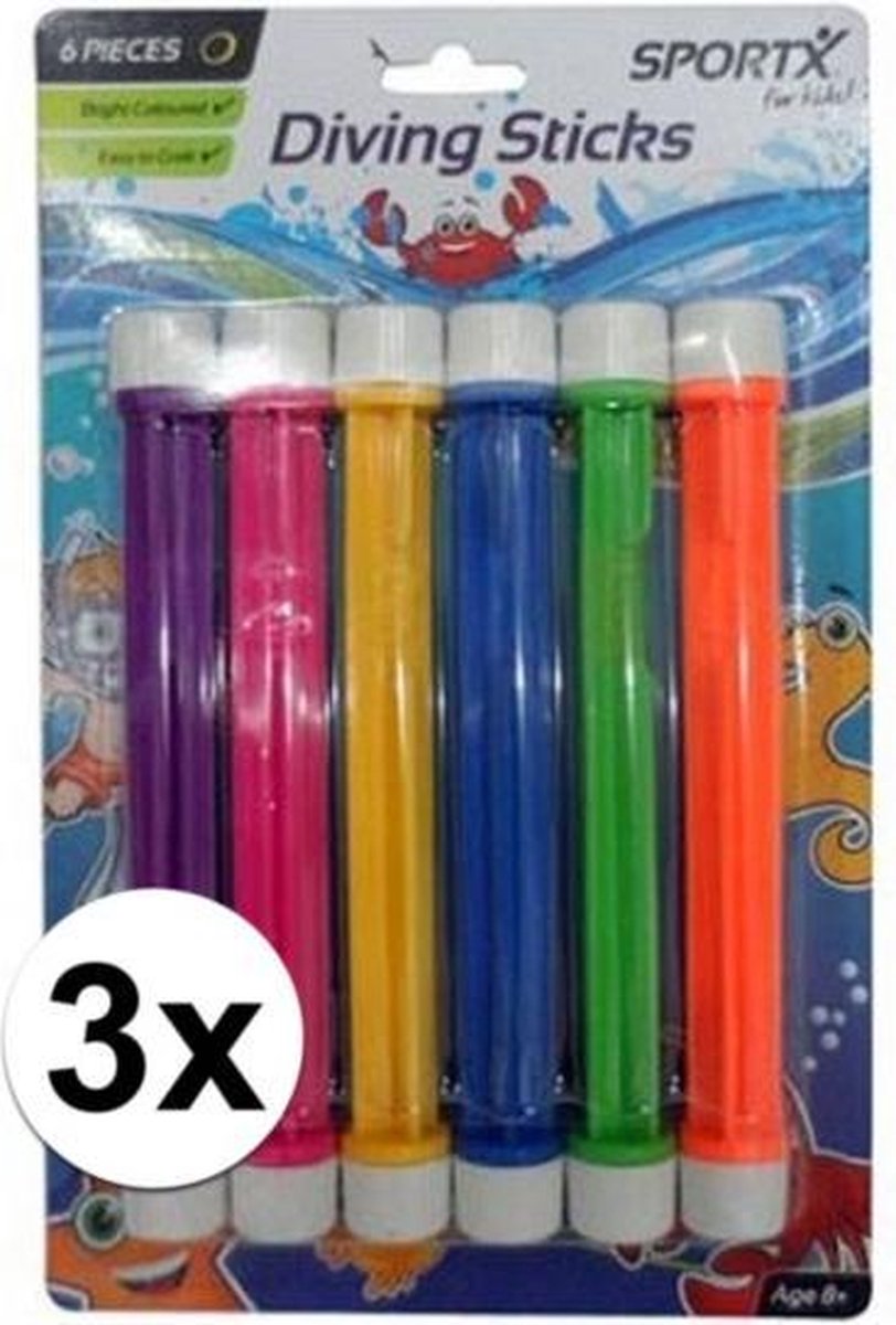 18x Gekleurde duikstaafjes - Duikspeelgoed