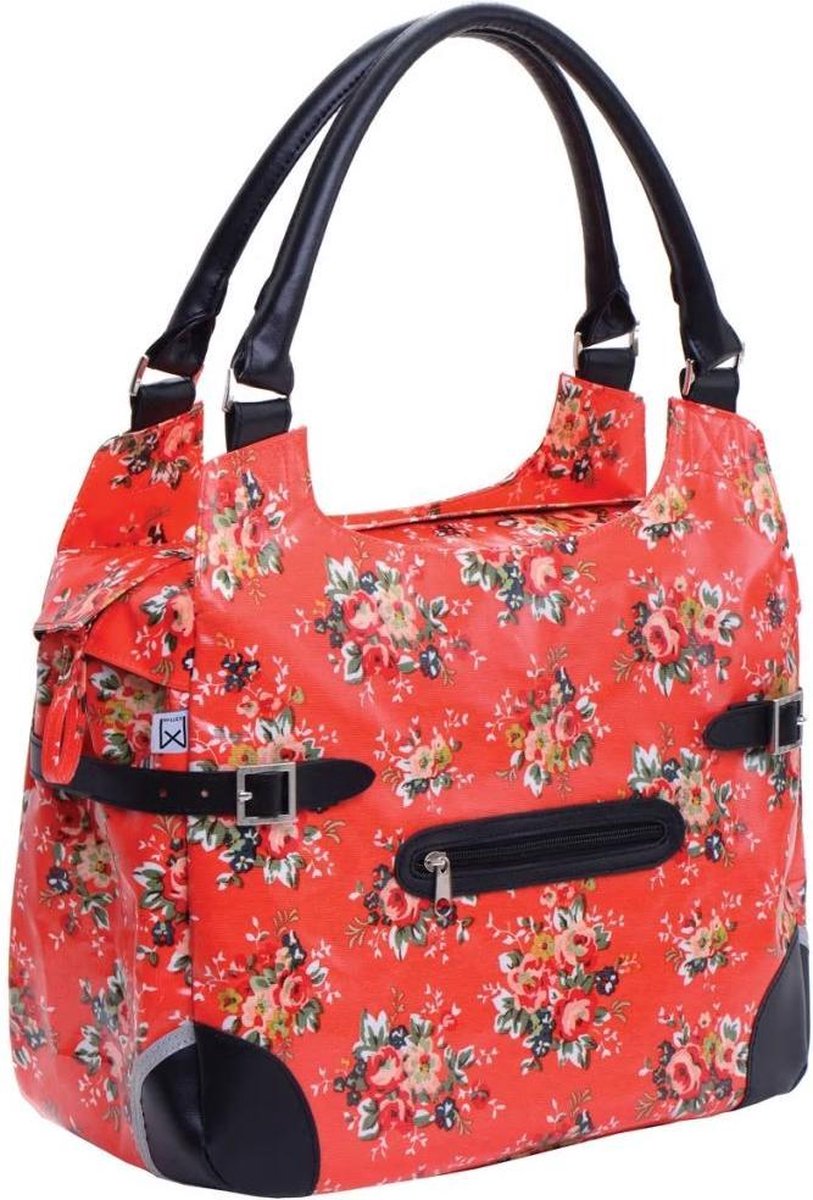 Willex Shopper Enkele Fietstas - 13 liter - Red Flower