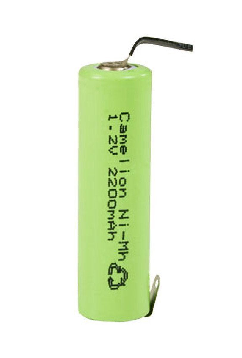 Camelion NiMH oplaadbare batterij Mignon (AA) met 2200mAh en U-soldeer tag in plastic jasje