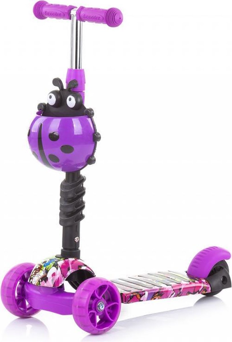Chipolino Step Kiddy Evo - Step met zitje - 2 in 1 - Driewieler - LED wielen - Paars