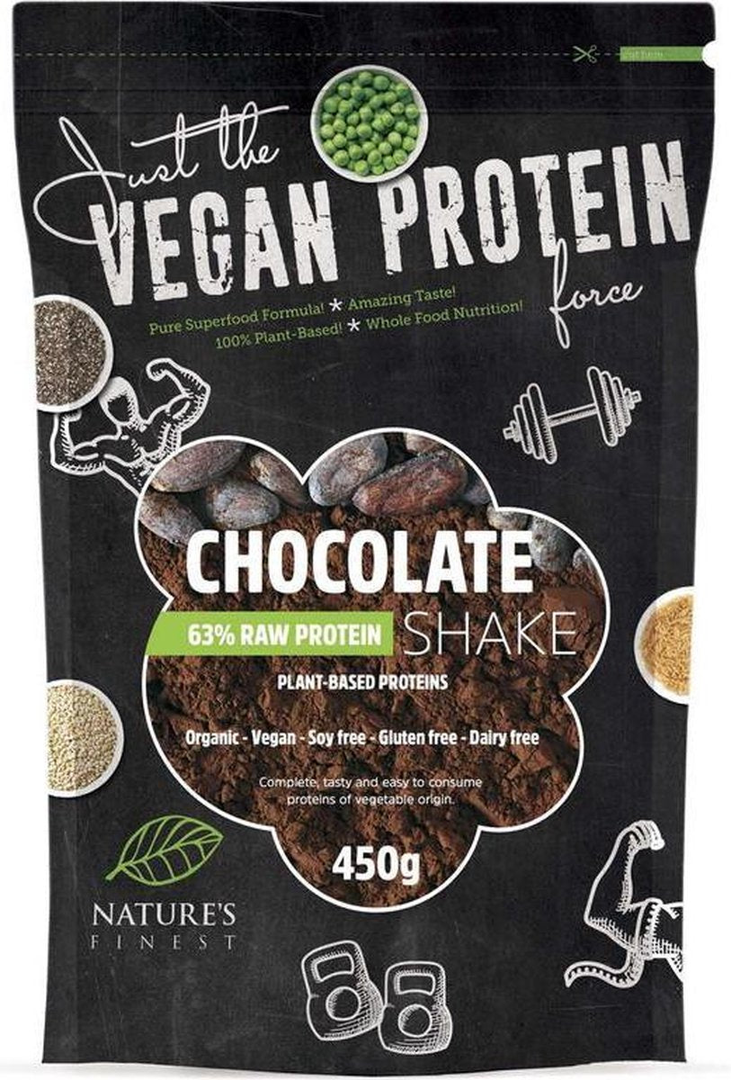 Natures Finest Proteine chocolade vegan 450 gram