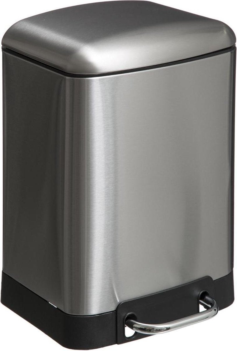5Five Vuilnisemmer Inox - 6l – geruisloos sluiten – brede voetpedaal