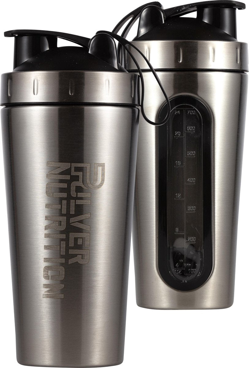 Pulvernutrition® Premium RVS Shakebeker & Thermosbeker – Proteïne Shaker – Shake - BPA Vrij – 1000 ml - Silver
