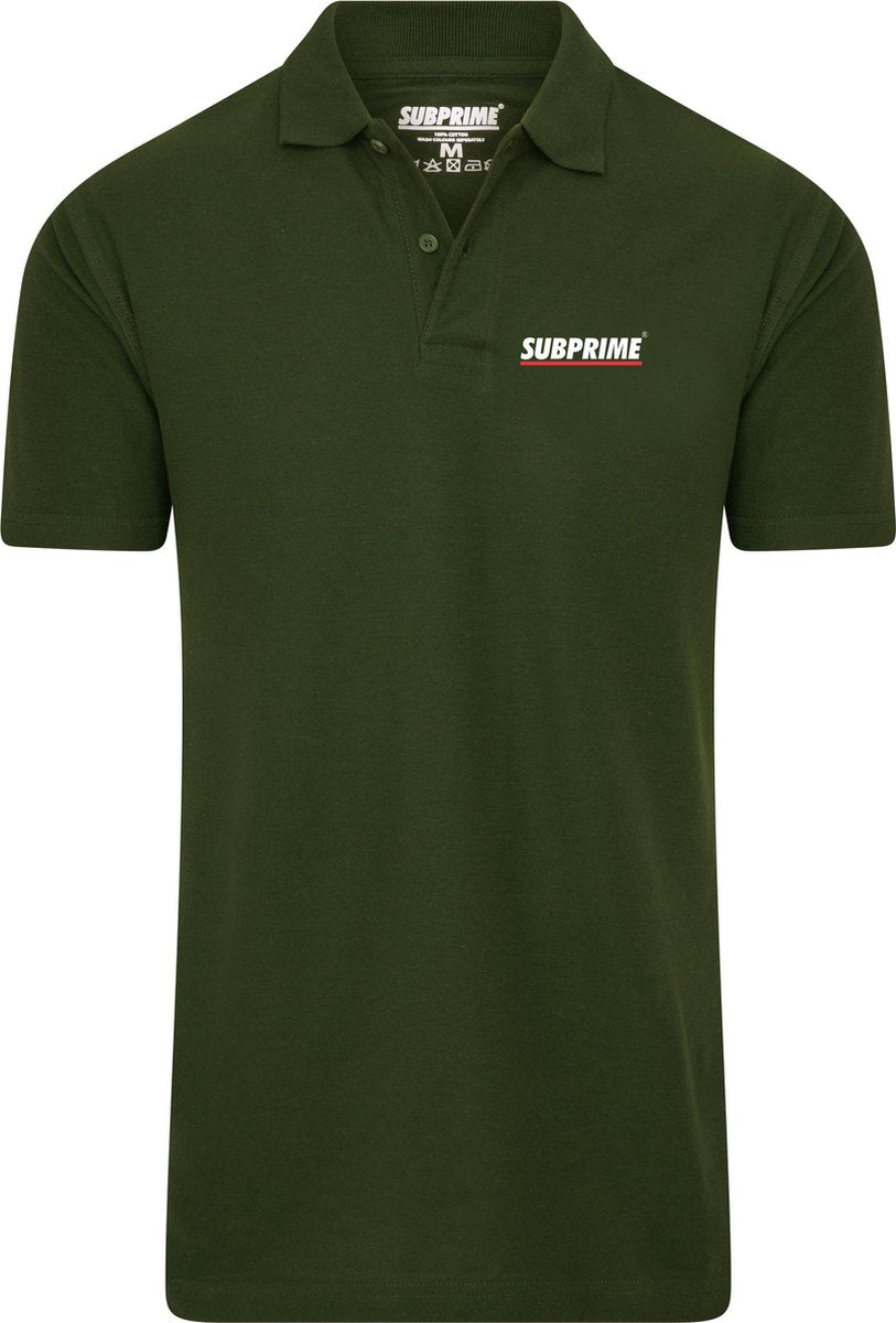 Subprime - Heren Polo SS Polo Stripe Army - Groen - Maat S
