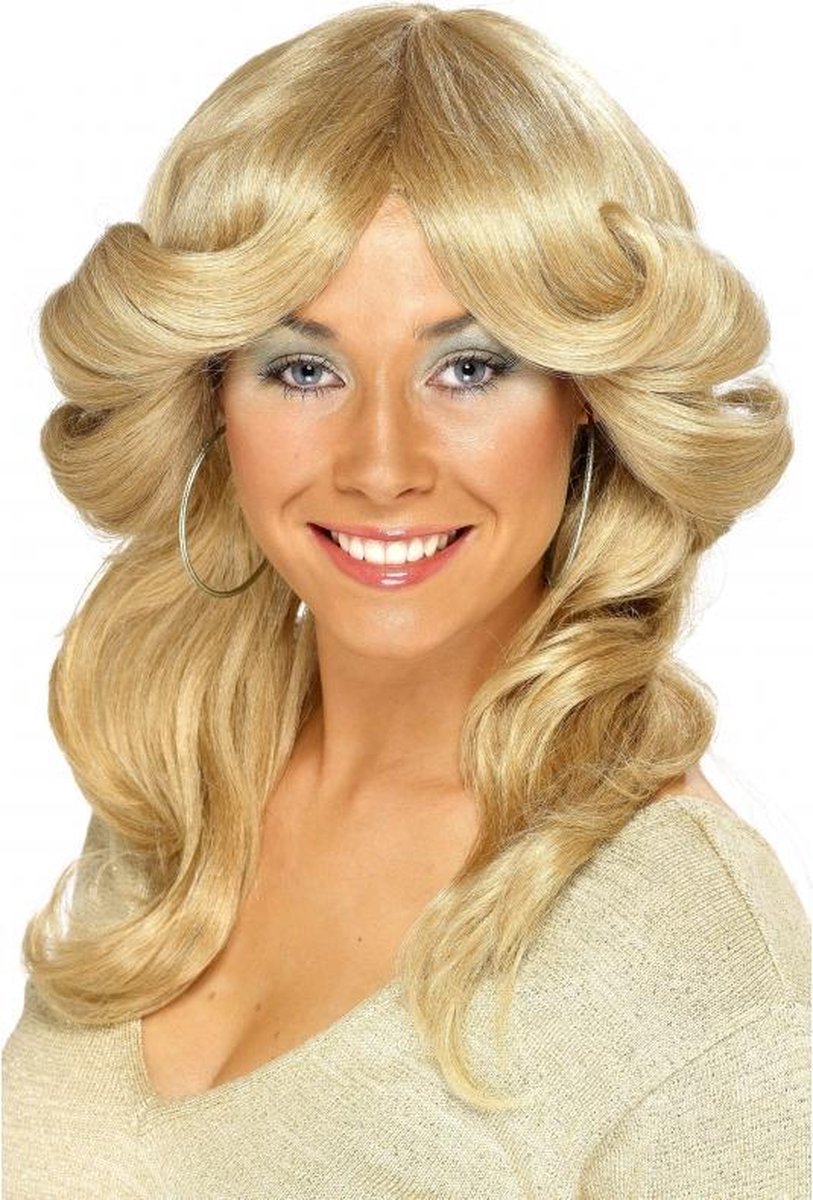 Blonde Seventies pruik voor dames