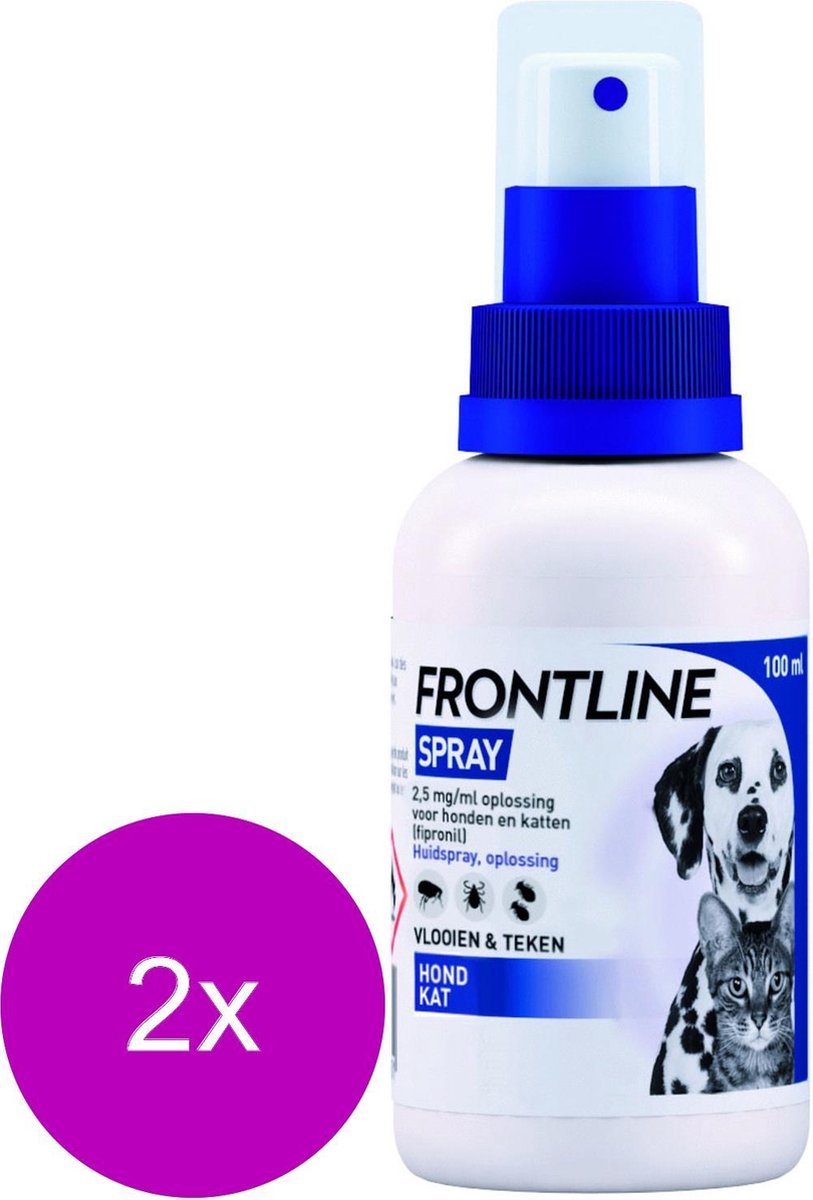 Frontline Spray Hond/Kat - Anti vlooien en tekenmiddel - 2 x 100 ml