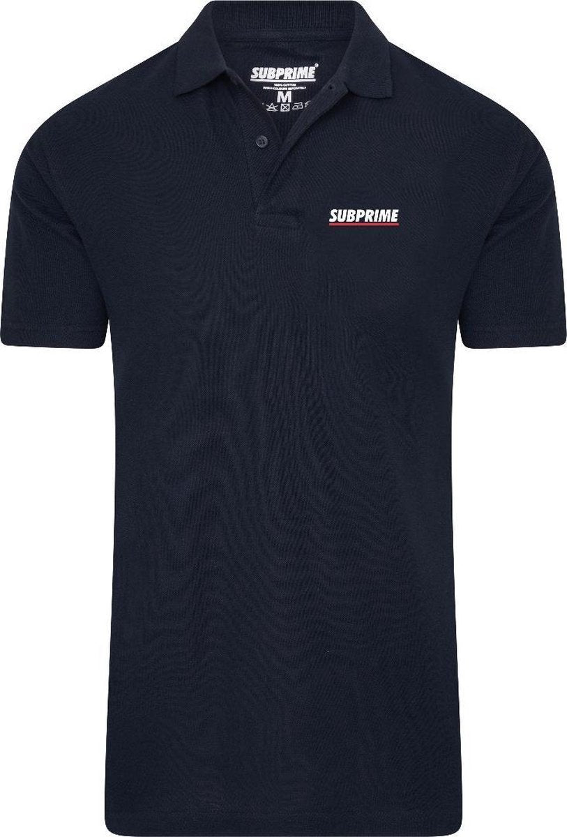 Subprime - Heren Polo SS Polo Stripe Navy - Blauw - Maat L